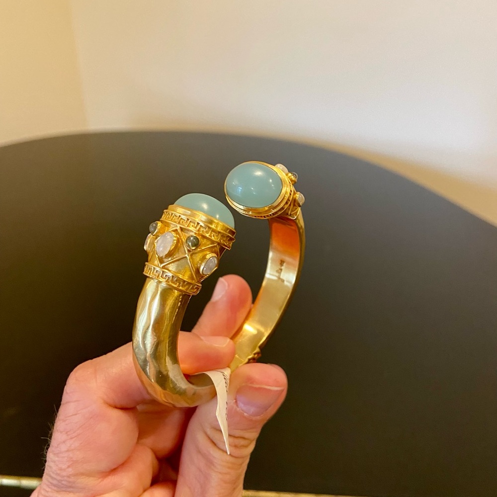 Julie Vos NWT AUTHENTIC Luxury Vintage RARE Chalcedony Hinge Cuff/bracelet - Picture 10 of 17